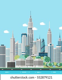 Smart city skyline vector illustration.