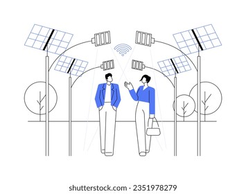 Smart city street lighting abstract concept vector illustration. Smart lighting systems on the city streets, IoT idea, Internet of Things, modern technology, developed district abstract metaphor.