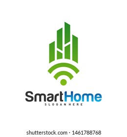 Smart City Tech Logo Vector. City Net Logo Concept Vector. Wifi House Vector Logo