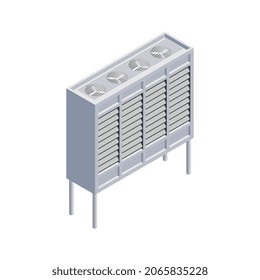 Tecnologías de ciudades inteligentes composición isométrica con aparato de aire acondicionado con ilustración vectorial de ventiladores