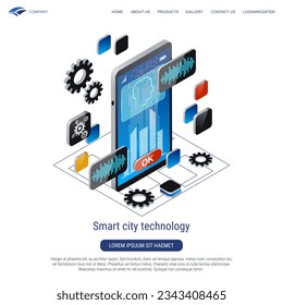 Smart city technology 3d isometric vector concept illustration
