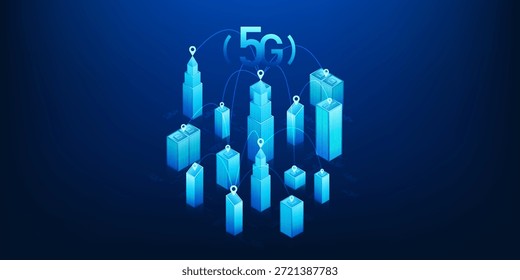 Smart City Technology with 5G Network Connectivity, Urban Data Integration, Intelligent City Infrastructure, Digital Transformation, IoT Communication System, Future Smart Urban Network Concept