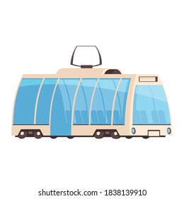 Smart city technology composition with isolated image of tram car with wide windows on blank background vector illustration