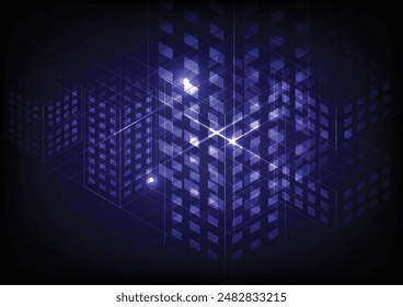 Smart city technology in the form of pixels with lines that connect with the city in a unique way. technology innovation.