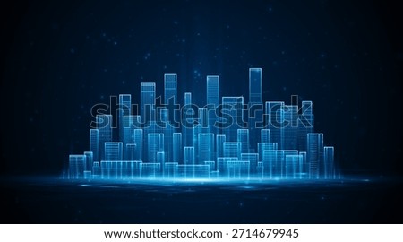 Smart city technology. Future technology city architecture concept. Digital hi-tech city design. Technology city background.