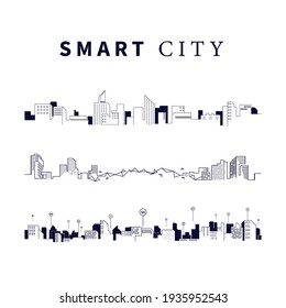 Smart City Technology. Futuristic Technology. Vector Simple, Minimal,  Outline Illustration