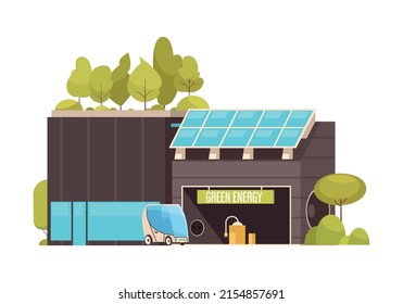 Servicios de infraestructura tecnológica urbana inteligente composición de edificios modernos con instalaciones de energía ecológica ilustración vectorial