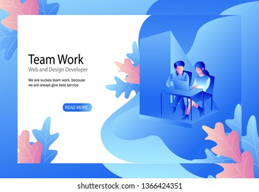 Smart city technology. Landing page template. Web banner with laptop currency and instagram. Isometric gradient style. Home page concept. UI design mockup - modern Illustration