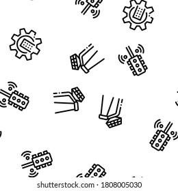 Smart City Technology Seamless Pattern Vector Thin Line. Illustrations