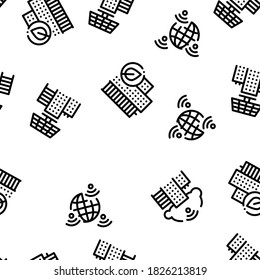 Línea delgada de vectores de patrones sin inconvenientes de la tecnología de la ciudad inteligente. Ilustraciones