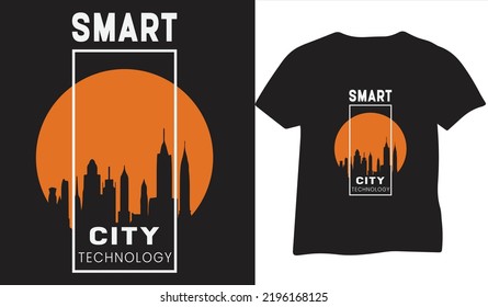 Smart city technology typography t shirt design