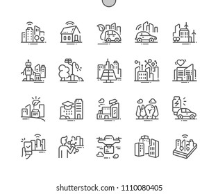 Smart city technology Well-crafted Pixel Perfect Vector Thin Line Icons 30 2x Grid for Web Graphics and Apps. Simple Minimal Pictogram