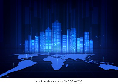 Smart city and telecommunication network concept. abstract mixed media.vector illustration