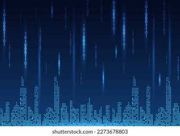 Smart city that brings technology to make it convenient for people and also creates business growth in the city. , is a pixel city vector and the code of the data transmission.