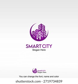 Smart City Este logotipo representa una ciudad moderna integrada con tecnología digital para mejorar la eficiencia, el confort y la calidad de vida.