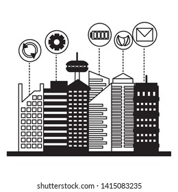 smart city urabn connection items mail energy vector illustration