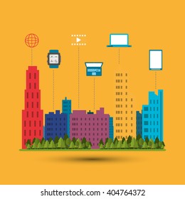 Smart city vector design, editable graphic