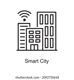 Smart City Vector Outline Icon Design Illustration. Digitalization And Industry Symbol On White Background EPS 10 File