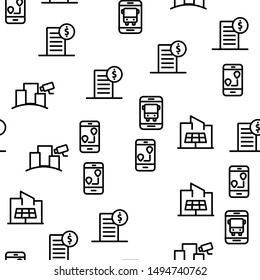 Smart City Vector Seamless Pattern Thin Line Illustration