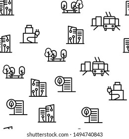 Smart City Vector Seamless Pattern Thin Line Illustration