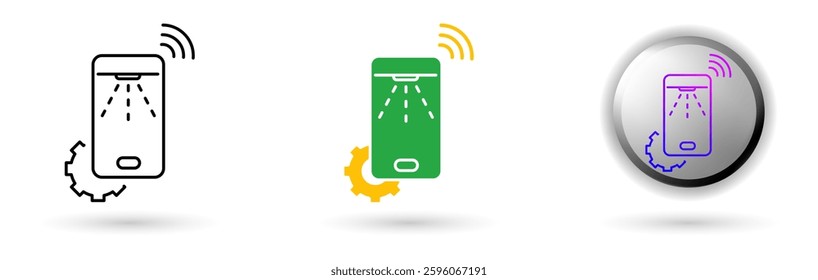 Smart City Water System icon showing smart city based on digital technology and innovation. Available in outline, solid and glossy effects