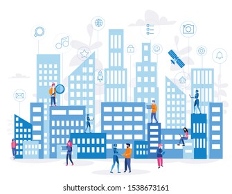 Concept Smart City Web Page Banner Stock Vector (Royalty Free) 1385883854