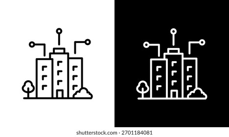 Diseño de conjunto de iconos blancos de ciudad inteligente