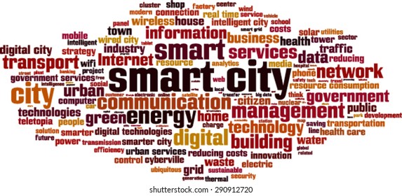 Smart city word cloud concept. Vector illustration