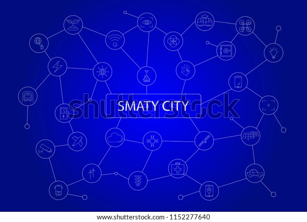 Smart city word with\
icons	\

