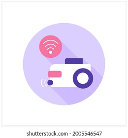 Smart cleaner flat icon. Digital modern householding. Smart vacuum cleaner. Smart home.Digital smart technologies concept. Color vector illustration