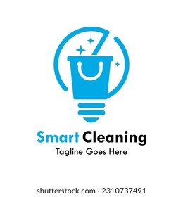 Smart cleaning design logo template illustartion. there are bulb with bara