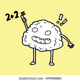 Smart clever glad  brain trying to solve the easy task