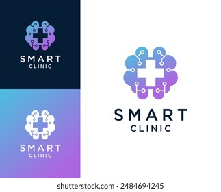 Smart clinic logo. Smart with clinic element logo design illustration.