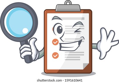 Smart clipboard Scroll Detective cartoon character design