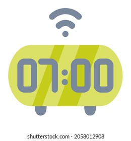 smart clock alarm digital single isolated icon with flat style