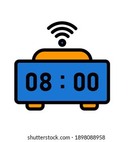 Smart Clock icon vector illustration in filled line style about internet of things for any projects, use for website mobile app presentation