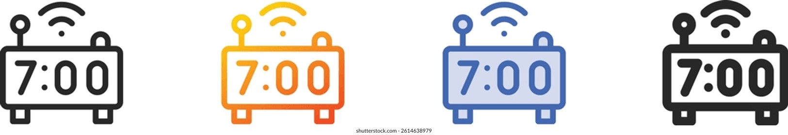 smart clock icon.Thin Linear, Gradient, Blue Stroke and bold Style Design Isolated On White Background