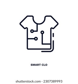 intelligentes Kleidungssymbol. Leuchtendes Symbol für intelligente Kleidung aus der Automatisierung und Hightech-Sammlung. Rahmenvektor einzeln auf weißem Hintergrund. Bearbeitbare intelligente Bekleidungssymbole können im Internet und auf mobilen Geräten verwendet werden