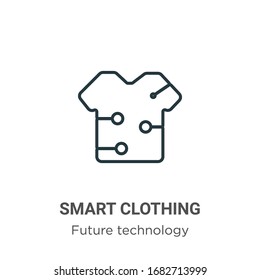 Smart Clothing Outline Vector Icon. Thin Line Black Smart Clothing Icon, Flat Vector Simple Element Illustration From Editable Future Technology Concept Isolated Stroke On White Background