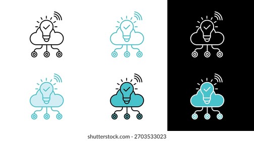 Icono de concepto de nube inteligente para innovación e inteligencia de red en línea y estilo de relleno