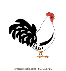 Smart cock. Symbol of the year. Vector illustration. Flat pattern. Line silhouette.