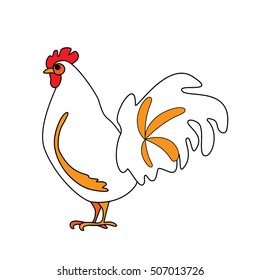 Smart cock. Symbol of the year. Vector illustration. Flat pattern. Line silhouette.