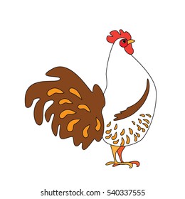 Smart cock. Symbol of the year. Vector illustration. Flat pattern. Line silhouette.