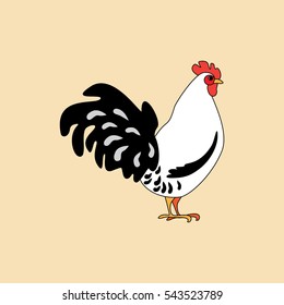 Smart cock. Symbol of the year. Vector illustration. Flat pattern. Line silhouette.