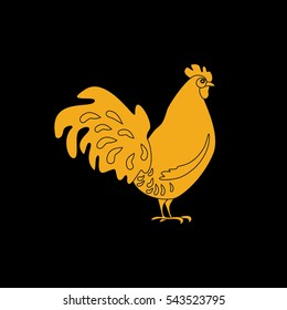 Smart cock. Symbol of the year. Vector illustration. Flat pattern. Line silhouette.