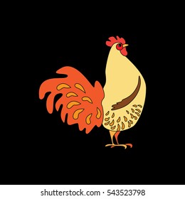 Smart cock. Symbol of the year. Vector illustration. Flat pattern. Line silhouette.