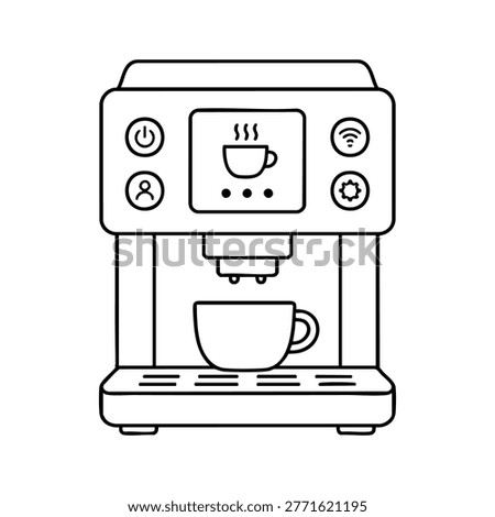 Smart coffee machine icon, smart coffee machine black and white vector