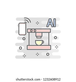 Smart Coffee Maker Colored Icon. Element Of Colored Smart Technology Icon For Mobile Concept And Web Apps. Color Smart Coffee Maker Icon Can Be Used For Web And Mobile