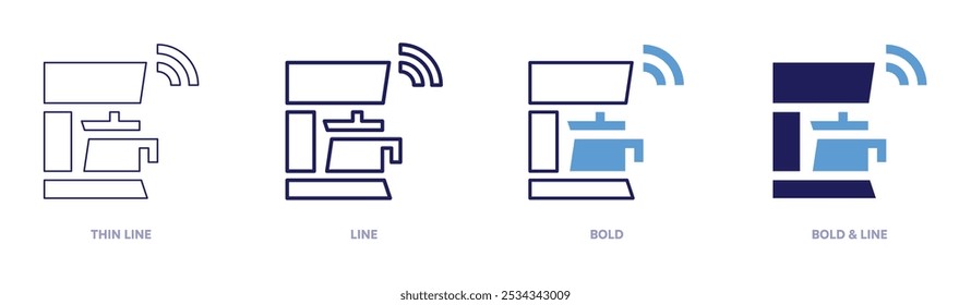 Smart coffee maker icon in 4 different styles. Thin Line, Line, Bold, and Bold Line. Duotone style. Editable stroke.