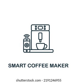 Smart Coffee Maker Icon. Line Simple Icon For Templates, Web Design And Infographics